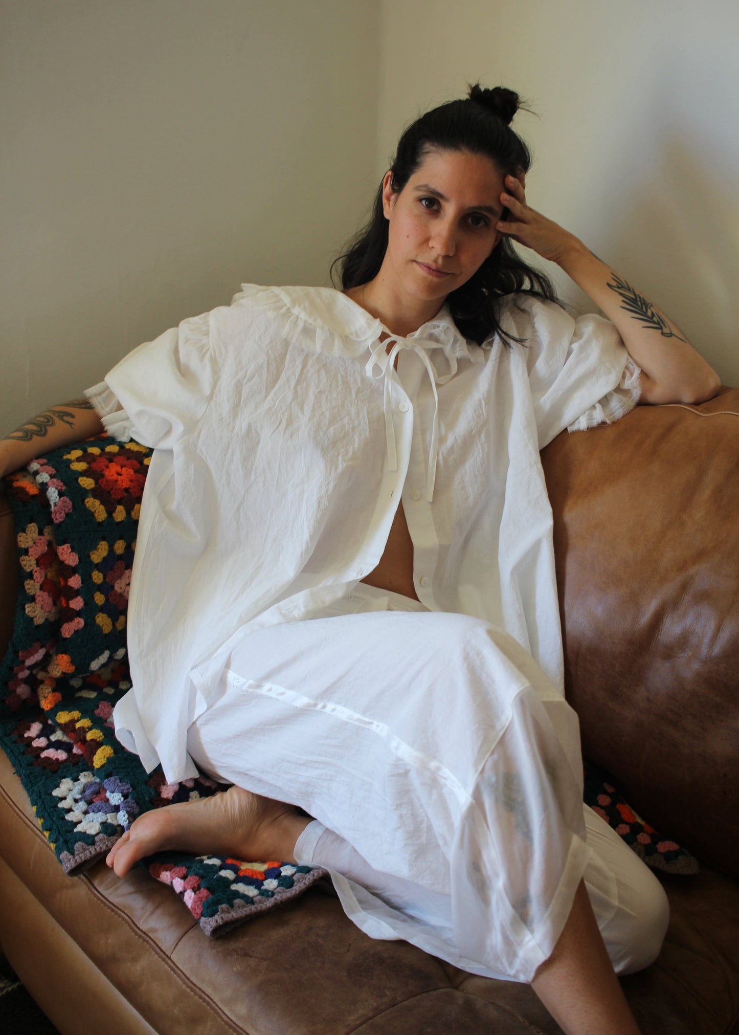 Conjunto de pijama romántico de algodón