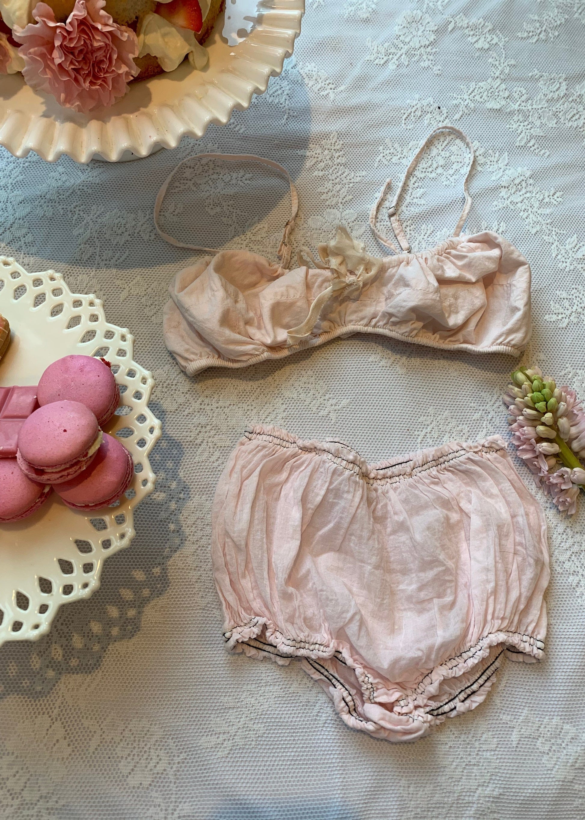 cloud bra & transparent pantie in blush