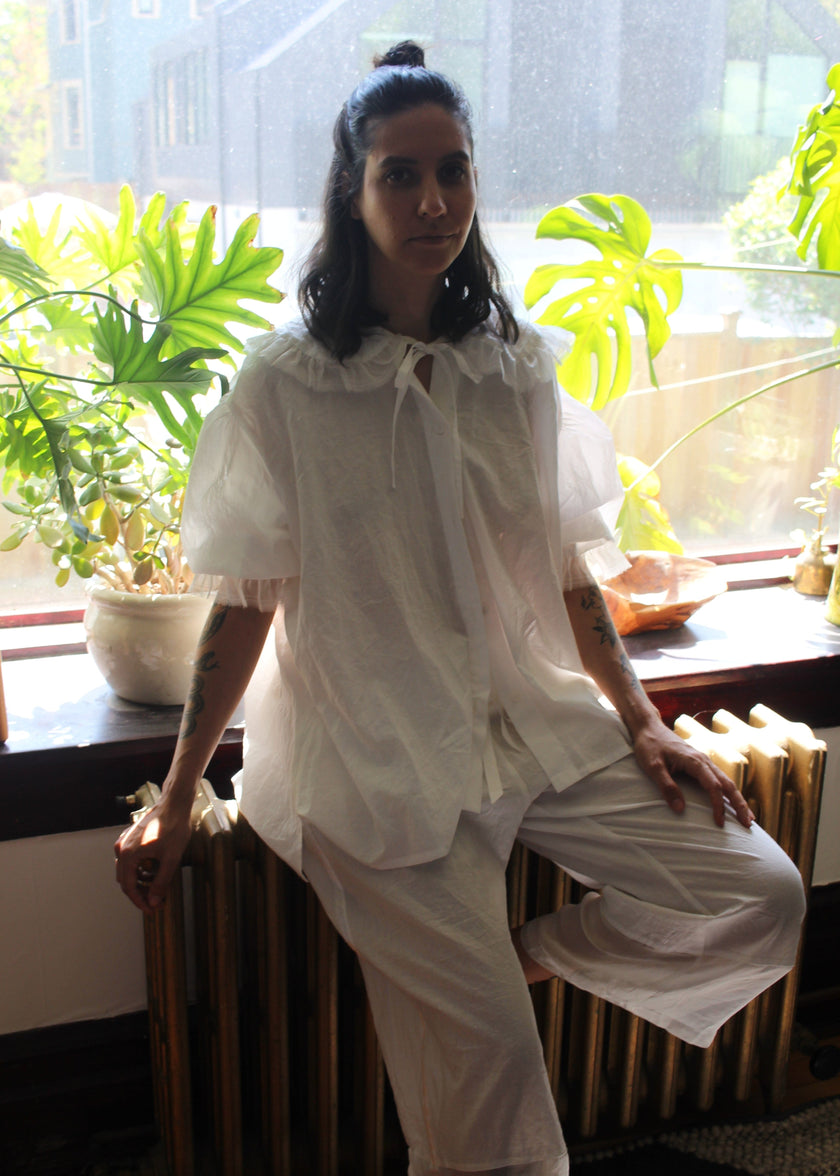 Romantic Shirt with Silk Trim Details